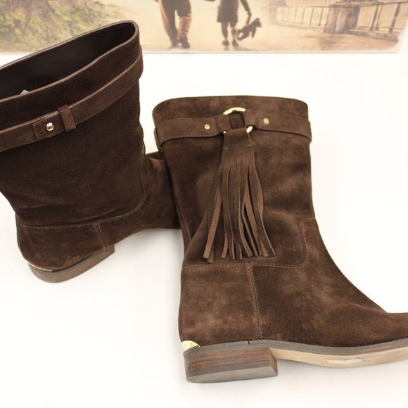 Michael Kors dark brown suede boot with fringe - Picture 2 of 8